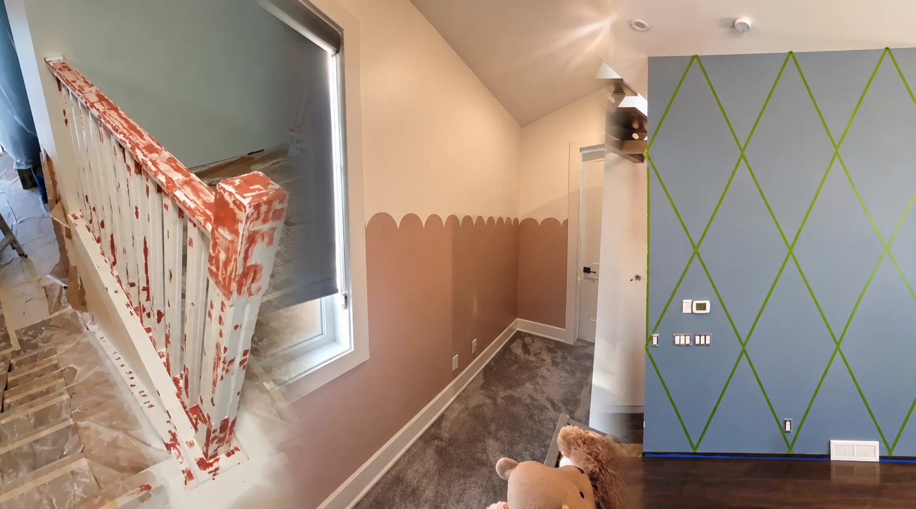 Bright professionally painted living room with smooth neutral walls