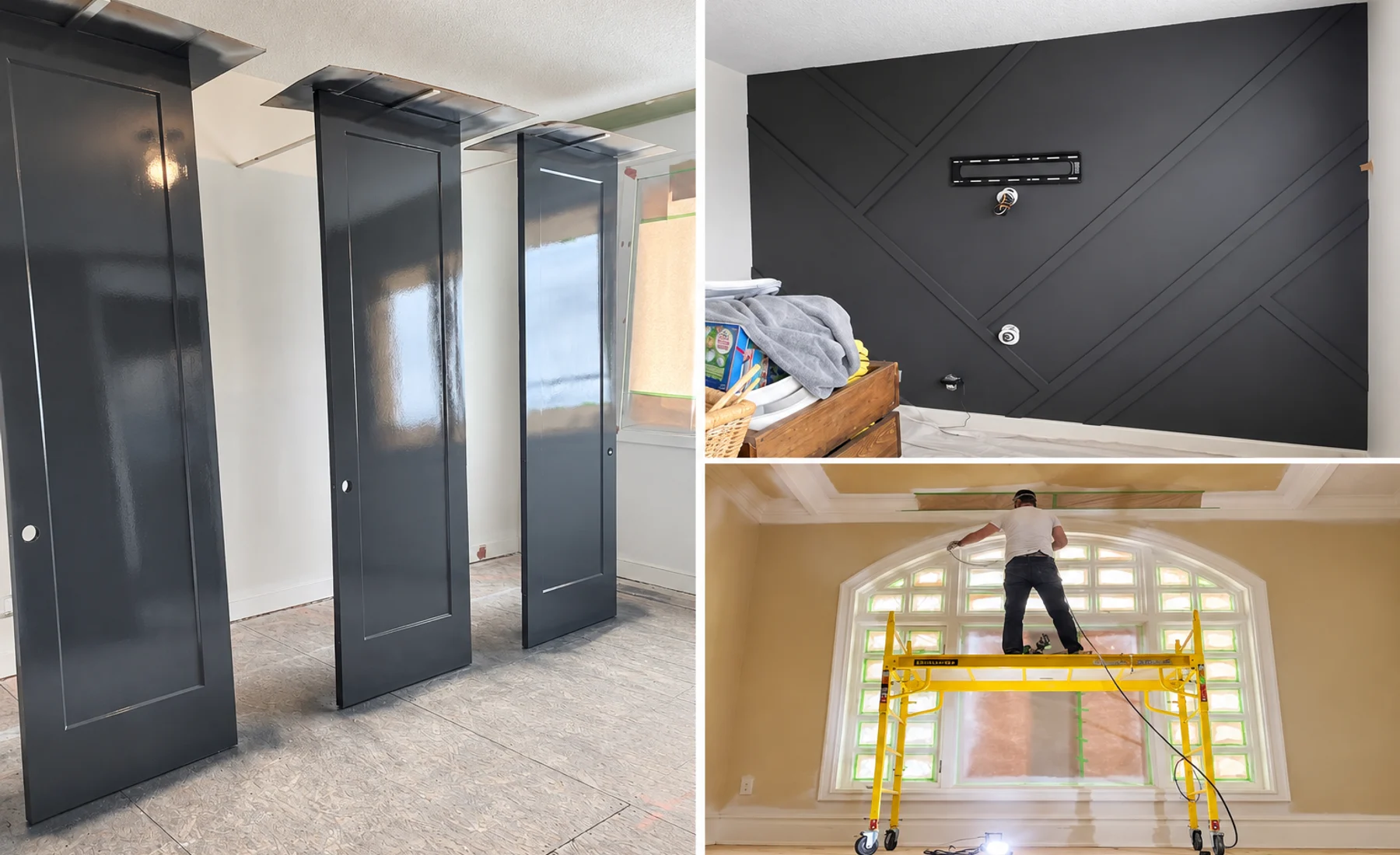 Professional painter applying an even finish inside a newly renovated home