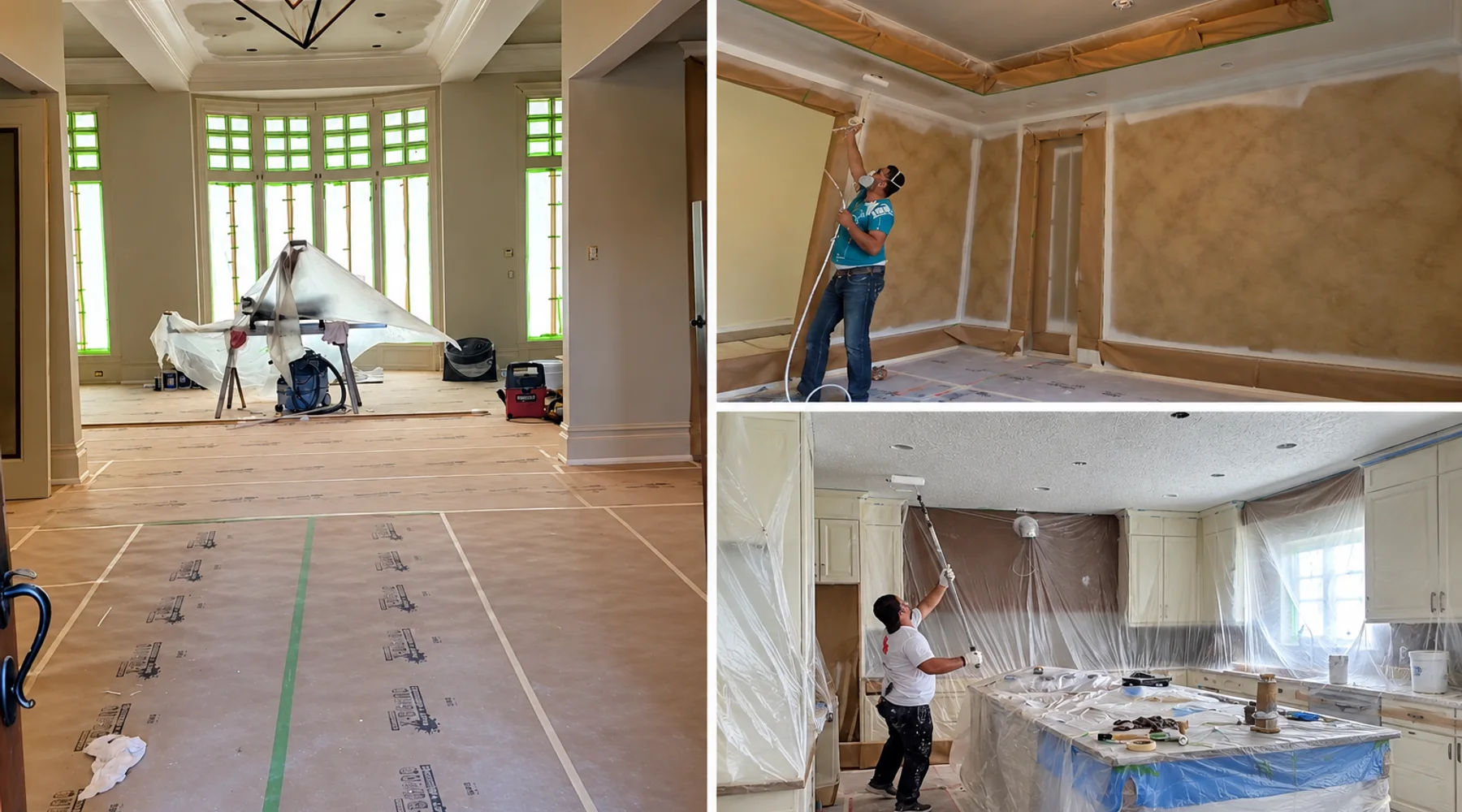 Painting work underway in a protected renovated living space